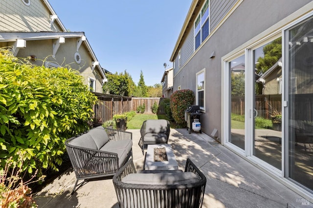 2817 Windmill Dr, Santa Rosa, CA 95403 - view of patio featuring outdoor lounge area, a fenced backyard, and a grill
