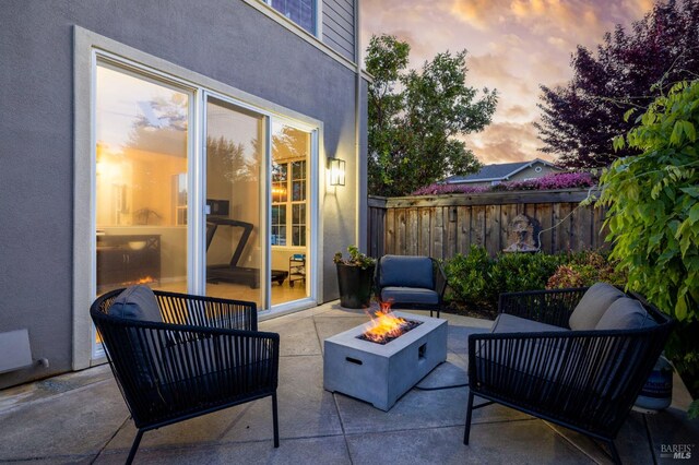 2817 Windmill Dr, Santa Rosa, CA 95403 - view of patio / terrace featuring an outdoor living space with a fire pit and fence