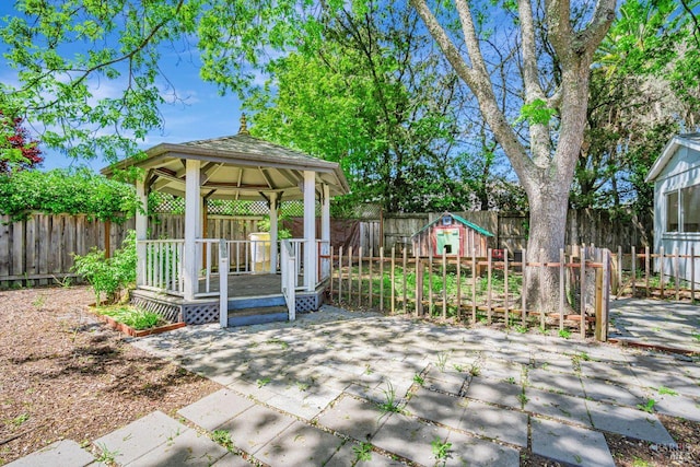 5705 Dexter Cir, Rohnert Park, CA 94928 - view of patio with a gazebo and a fenced backyard