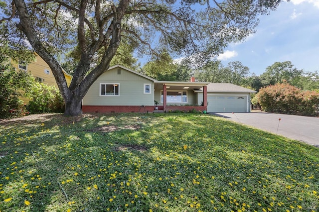 1400 High School Rd, Sebastopol, CA 95472 - view of front of property featuring concrete driveway, a front yard, and an attached garage