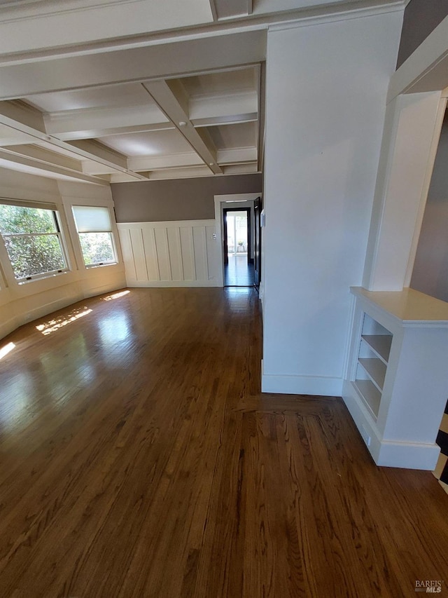 1011 Georgia St, Vallejo, CA 94590 - unfurnished room with dark wood-type flooring, beamed ceiling, plenty of natural light, and coffered ceiling