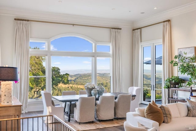 17256 7th St E, Sonoma, CA 95476 - dining space featuring wood finished floors, ornamental molding, and healthy amount of natural light
