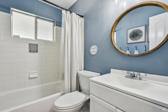548 Bass Dr, Vacaville, CA 95687 - bathroom with toilet, vanity, and shower / bath combination with curtain