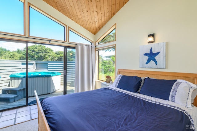 41923 Mizzen Mast, The Sea Ranch, CA 95497 - carpeted bedroom with wooden ceiling, access to outside, and lofted ceiling