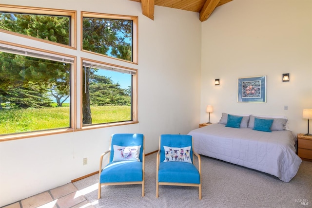 41923 Mizzen Mast, The Sea Ranch, CA 95497 - carpeted bedroom with beamed ceiling and wooden ceiling