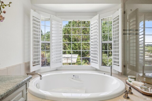 9724 Green Valley Rd, Sebastopol, CA 95472 - bathroom featuring healthy amount of natural light, a bath, and vanity