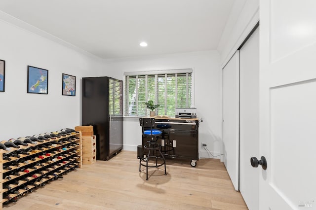 4512 Dry Creek Rd, Napa, CA 94558 - office space featuring ornamental molding, light wood-style flooring, and recessed lighting