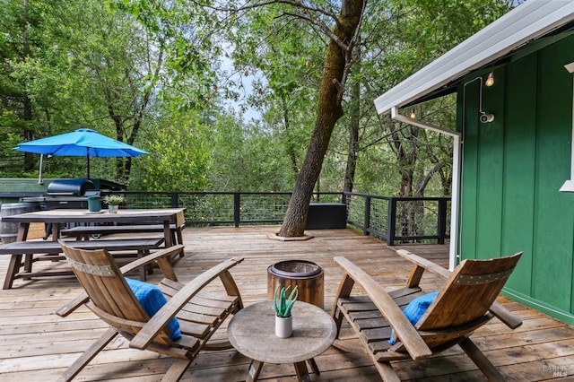 4512 Dry Creek Rd, Napa, CA 94558 - wooden deck featuring outdoor dining space and grilling area