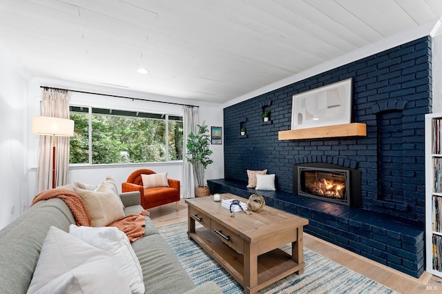 4512 Dry Creek Rd, Napa, CA 94558 - living room with a fireplace, wood finished floors, and crown molding