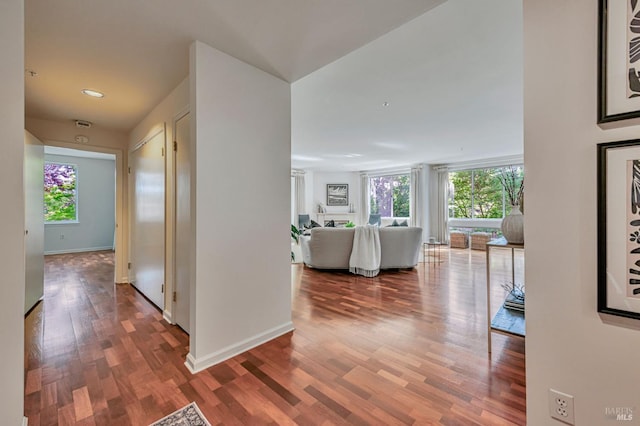 600 Deer Valley Rd Unit 1E, San Rafael, CA 94903 - corridor with wood finished floors, baseboards, and recessed lighting