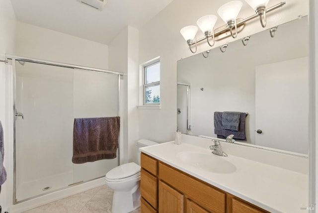 4620 Morris Ct, Santa Rosa, CA 95405 - bathroom with a stall shower, vanity, toilet, and tile patterned floors