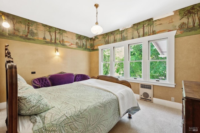 4100 Petrified Forest Rd, Santa Rosa, CA 94515 - carpeted bedroom featuring radiator heating unit and wallpapered walls