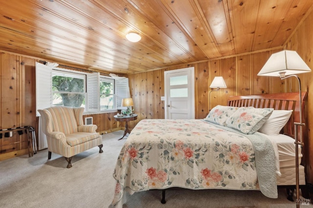 4100 Petrified Forest Rd, Santa Rosa, CA 94515 - carpeted bedroom featuring wood walls and wooden ceiling