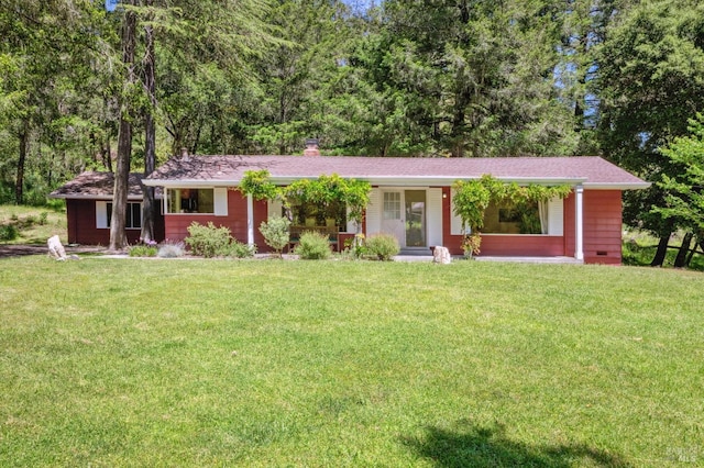 4100 Petrified Forest Rd, Santa Rosa, CA 94515 - single story home with a front yard, a porch, and a chimney