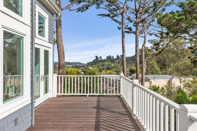 475 Molino Ave, Mill Valley, CA 94941 - deck featuring french doors and view of wooded area