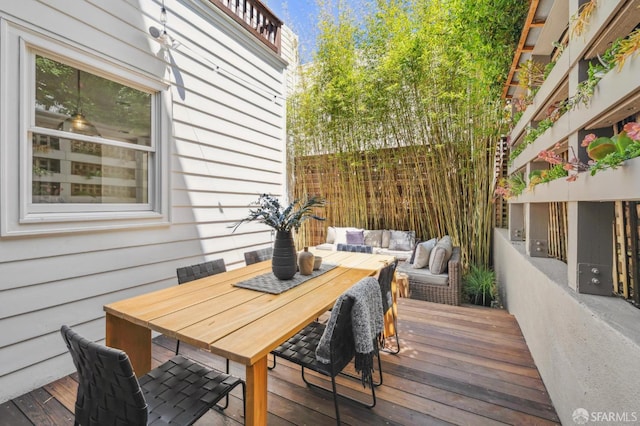 2111 Vallejo St, San Francisco, CA 94123 - wooden terrace with an outdoor hangout area