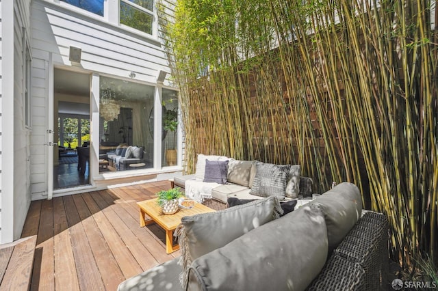 2111 Vallejo St, San Francisco, CA 94123 - wooden terrace featuring an outdoor living space