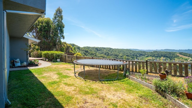 9 Endeavor Cv, Corte Madera, CA 94925 - view of yard with a trampoline, a forest view, and a mountain view