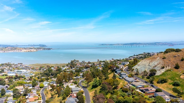 9 Endeavor Cv, Corte Madera, CA 94925 - aerial view of property and surrounding area with a notable bridge, a large body of water, and nearby suburban area