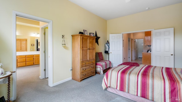 2001 Timberline Ln, Petaluma, CA 94954 - bedroom with light colored carpet, baseboards, and ensuite bathroom