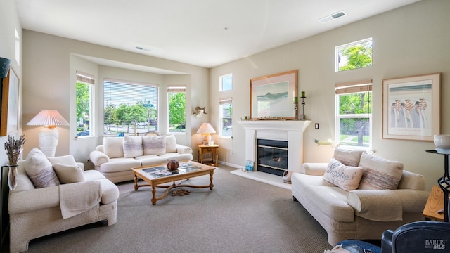 2001 Timberline Ln, Petaluma, CA 94954 - living area featuring carpet floors and a glass covered fireplace