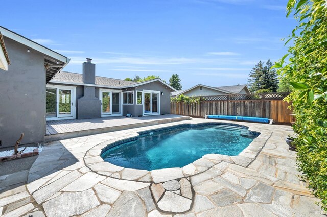 3730 Ruston Ln, Napa, CA 94558 - view of pool featuring a fenced backyard, a wooden deck, and a patio