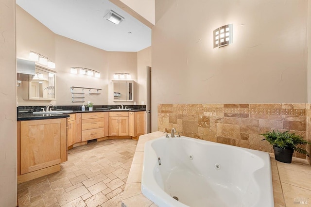 303 Mctavish Ct Unit A, Fairfield, CA 94534 - full bathroom featuring double vanity and a jetted tub