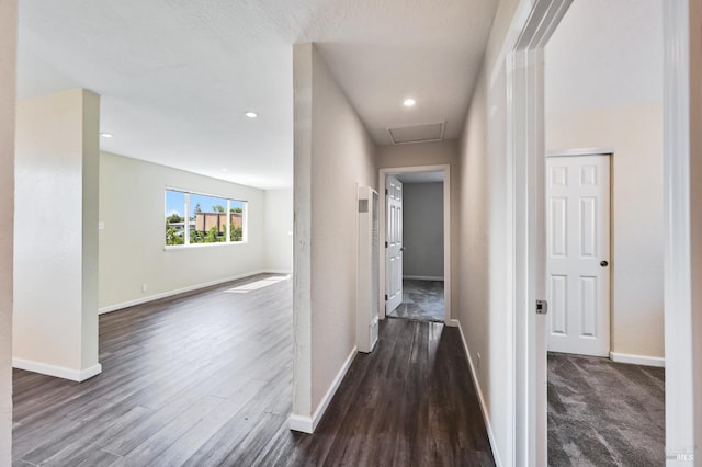 1313 Mcneil Ave, Petaluma, CA 94954 - hallway with dark wood-style flooring, baseboards, and recessed lighting