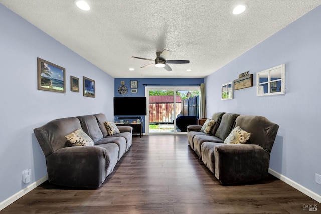 130 Ward Ct, Vallejo, CA 94589 - living area featuring ceiling fan, a textured ceiling, recessed lighting, wood finished floors, and baseboards