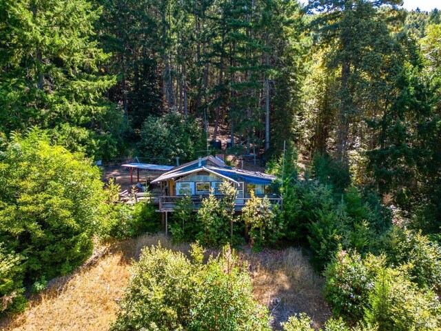 0 Low Gap Rd, Ukiah, CA 95482 - back of house with a wooden deck and a wooded view