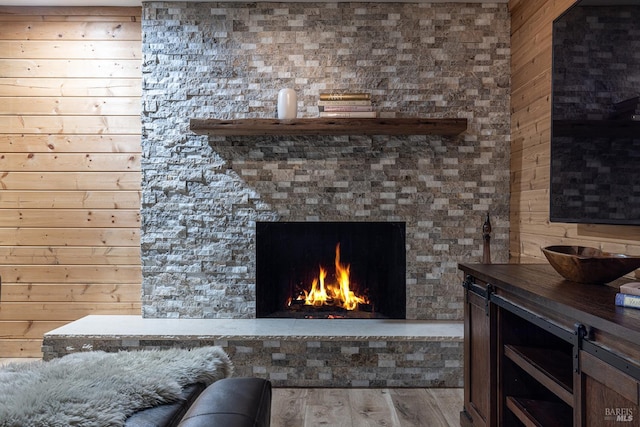 10505 Cherry Ridge Rd, Sebastopol, CA 95472 - detailed view of wood walls, wood finished floors, and a lit fireplace