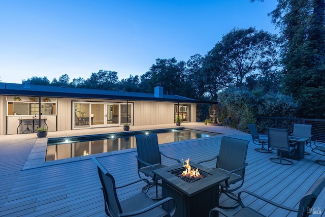 10505 Cherry Ridge Rd, Sebastopol, CA 95472 - wooden terrace with an outdoor fire pit and an outdoor pool