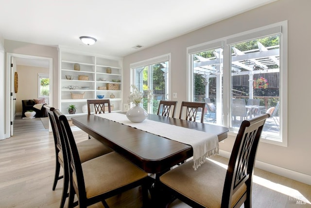 41 Salinas Ave, San Anselmo, CA 94960 - dining room featuring healthy amount of natural light, baseboards, light wood-style flooring, and built in features