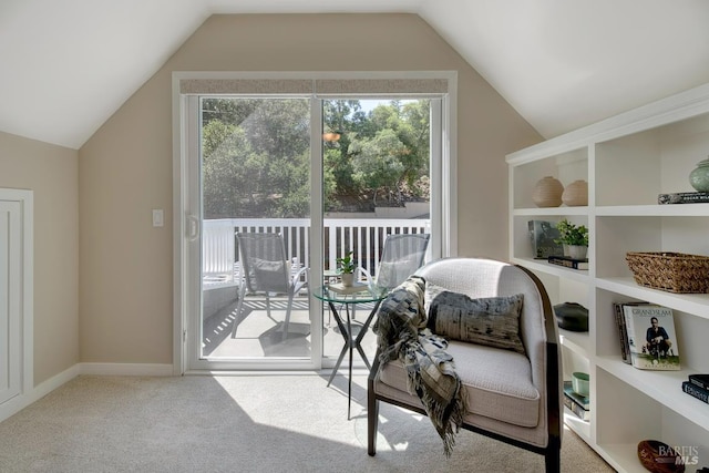 41 Salinas Ave, San Anselmo, CA 94960 - living area featuring vaulted ceiling, carpet flooring, and plenty of natural light