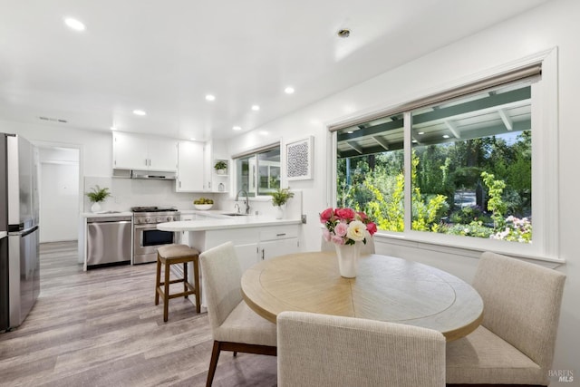 2120 Palmer Dr, Saint Helena, CA 94574 - dining room featuring light wood finished floors and recessed lighting