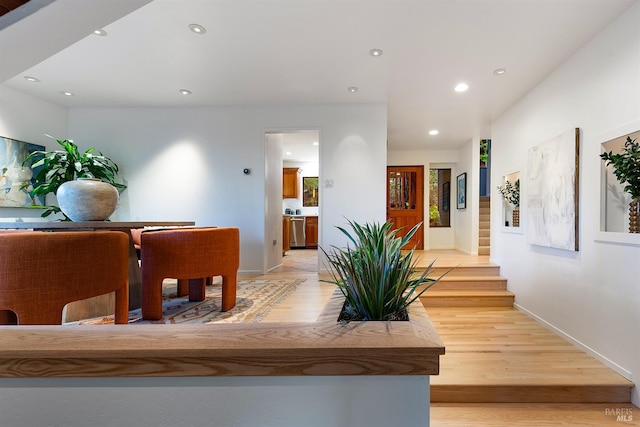 1655 Jonive Rd, Sebastopol, CA 95472 - corridor featuring light wood-style flooring, recessed lighting, and baseboards