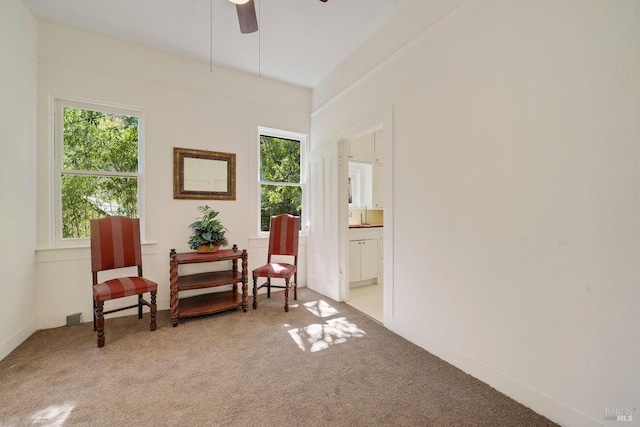 1423 Foothill Blvd, Calistoga, CA 94515 - living area with light carpet, ceiling fan, and baseboards