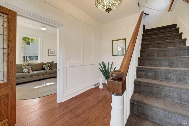 1423 Foothill Blvd, Calistoga, CA 94515 - stairs with a decorative wall and wood finished floors