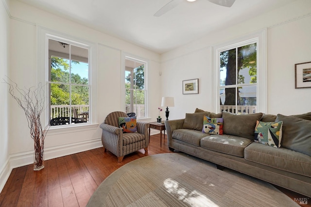 1423 Foothill Blvd, Calistoga, CA 94515 - living room with hardwood / wood-style flooring, ceiling fan, and baseboards