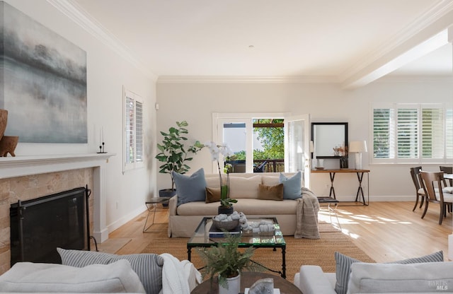 15 Upland Ln, Novato, CA 94945 - living room featuring healthy amount of natural light, light wood finished floors, crown molding, and baseboards
