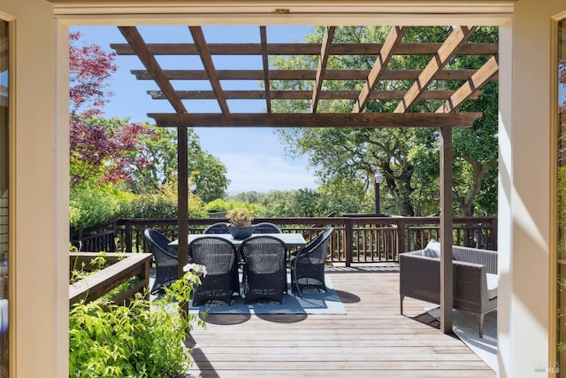 15 Upland Ln, Novato, CA 94945 - deck featuring outdoor dining space and a pergola