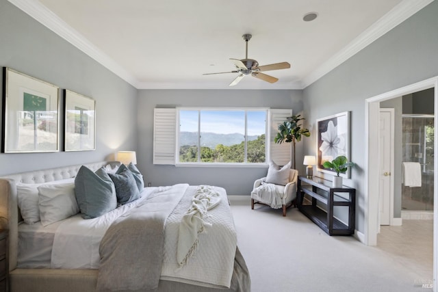 15 Upland Ln, Novato, CA 94945 - bedroom with crown molding, light colored carpet, baseboards, and a ceiling fan
