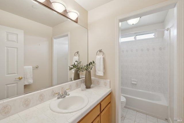 15 Upland Ln, Novato, CA 94945 - bathroom featuring toilet, tile patterned flooring, vanity, and shower / bath combination