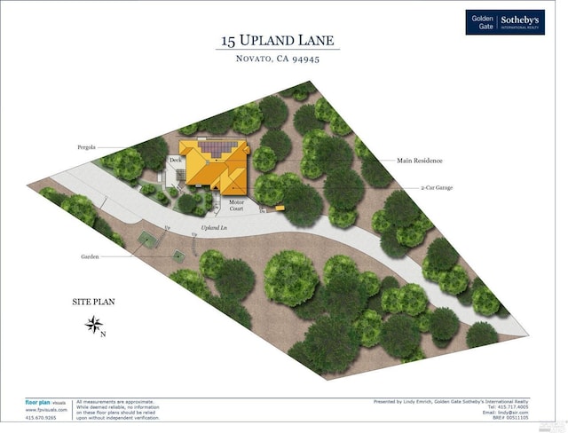15 Upland Ln, Novato, CA 94945 - map / location with property parcel outlined