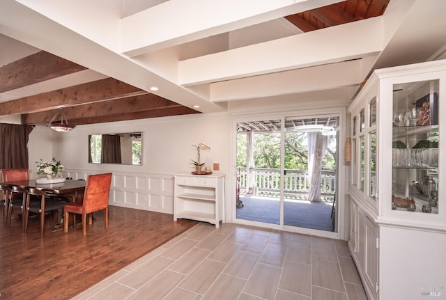 1114 Mount George Ave, Napa, CA 94558 - dining area featuring healthy amount of natural light and beamed ceiling