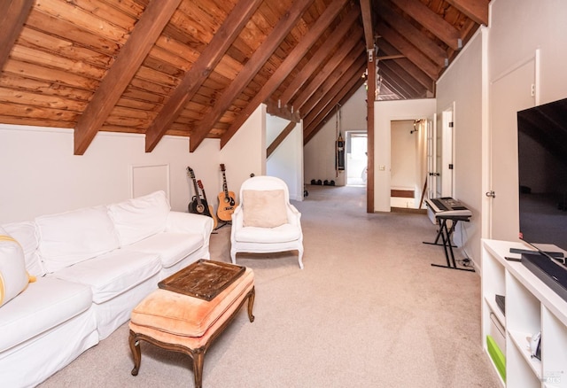1114 Mount George Ave, Napa, CA 94558 - living room featuring wooden ceiling and carpet floors