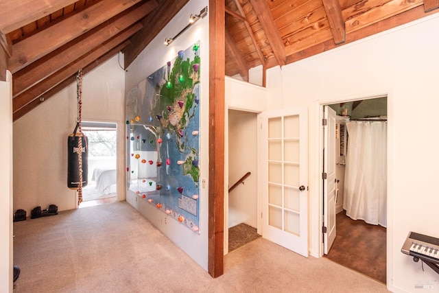 1114 Mount George Ave, Napa, CA 94558 - corridor featuring carpet and wooden ceiling