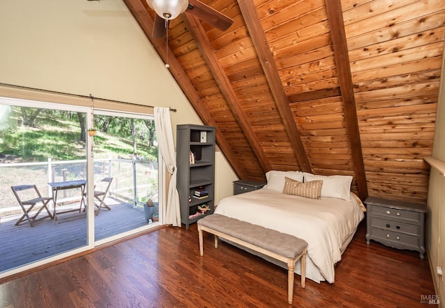 1114 Mount George Ave, Napa, CA 94558 - bedroom featuring access to exterior, wood ceiling, and wood finished floors