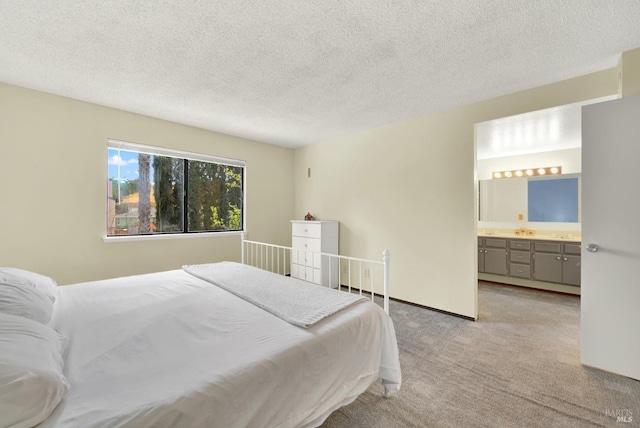 3265 Arroyo Dr, Fairfield, CA 94533 - bedroom with light colored carpet, connected bathroom, and a textured ceiling