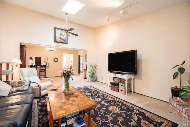 2698 Reuben Ct, Napa, CA 94558 - living room featuring carpet, ceiling fan, and rail lighting